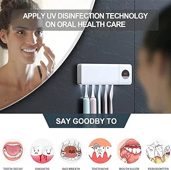 UV Toothbrush Sanitizer, Bathroom Toothbrush Holder Wall Mounted with Sterilizer Function, 2000mAh Charging, Timing Function, Toothbrush