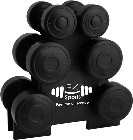 Dumbbell Weights Set with Stand Rack, Lightweight Aerobics Gym Class Dumbbell Weights Workout 12kg Set, Home Gym Weight Exercise Arm Hand Fitness - 1 KG/ 2 KG/ 3 KG Pair