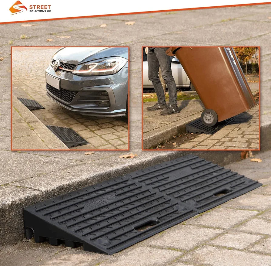 Driveway Kerb Ramp, Heavy Duty Rubber Ramps Perfect for Pavements, Low Cars, Kerb Ramps for Motorhome, Truck, Shed Ramps, Pets & Wheelchair Threshold Ramp