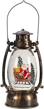 Marco Paul Christmas Square Snowman Lantern Light - Festive Scene with 35 White Light Glitter Mains Powered Snow Globe Ornament - Indoor Christmas Decorations Use for Table, Windowsill, Home Decor