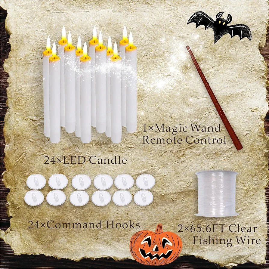 Mystic Ambient Decoration Levitating Candle  LED with Personal Remote Flicker, Flameless Candle LED Lights for Halloween, Christmas, Party, Table and Other Ambient Decorations