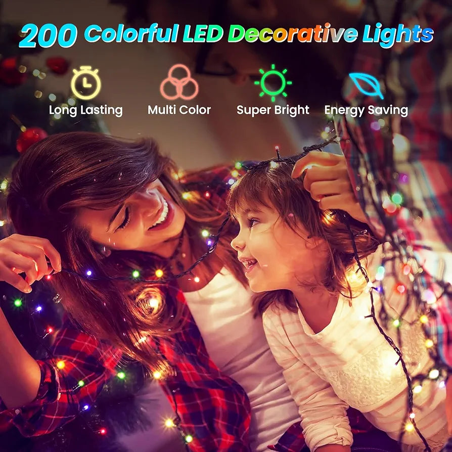 20m 200 LED Christmas Tree Lights, 8 Modes Outdoor Fairy Lights Plug in, Waterproof Outdoor String Lights Mains Powered for Christmas Decoration