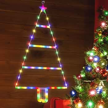 Christmas Lights - 2ft LED Ladder Christmas Lights with Timer, 8 Modes, Waterproof Ladder Christmas Tree Lights for Outdoor Indoor