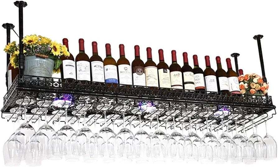 Upside down wine rack Simple style Iron hanging wine glass rack Ceiling Decoration Shelf For bars,restaurants,kitchens…