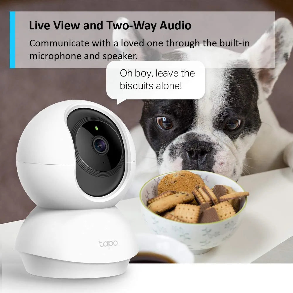 Smart Security Camera, Baby Monitor, Indoor CCTV, 360° Rotational Views, Works with Alexa&Google Home, No Hub Required, 1080p, 2-Way Audio, Night Vision, SD Storage, Device Sharing(TC70)