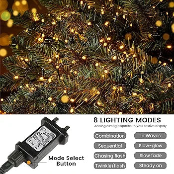 20m 200 LED Christmas Tree Lights, 8 Modes Outdoor Fairy Lights Plug in, Waterproof Outdoor String Lights Mains Powered for Christmas Decoration