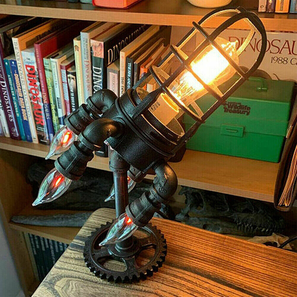 Table Lamp Industrial Rocket Ship Lamp Retro Steampunk Night Light Decor Gift