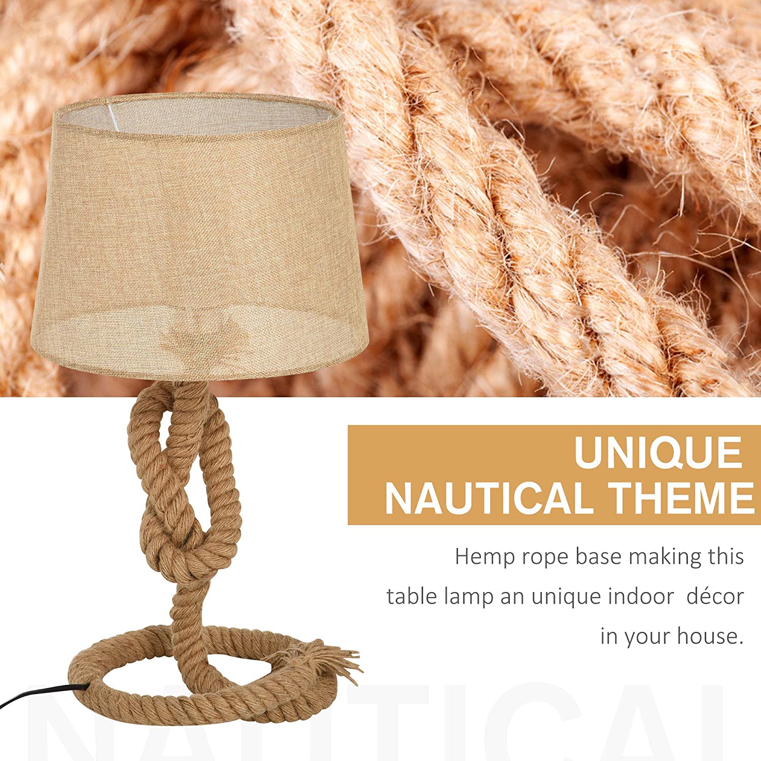 Nautical Style Rope-Base Table Lamp