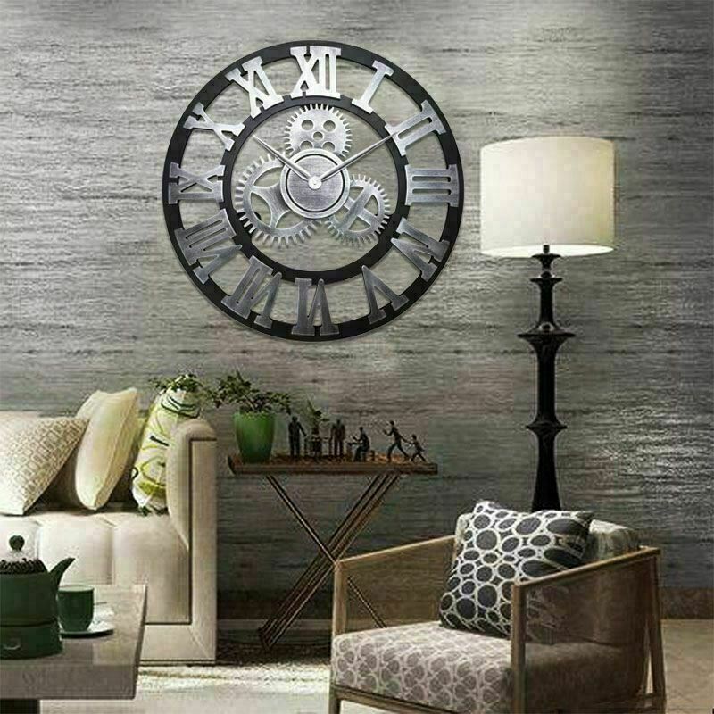 60cm Large Roman Silver Clock