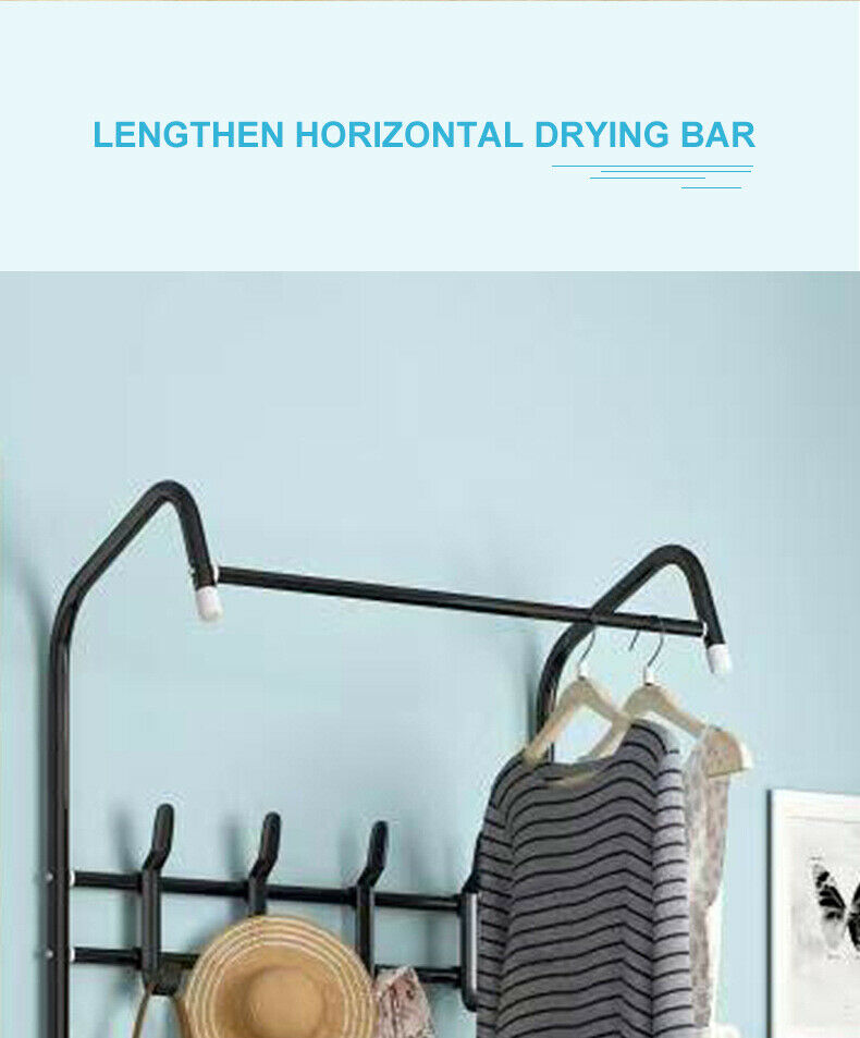 Metal Coat Rack Stand clothes Hangers Storage Shelf