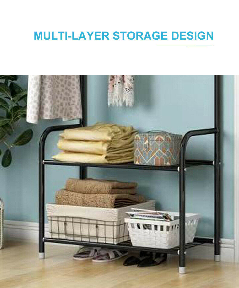 Metal Coat Rack Stand clothes Hangers Storage Shelf