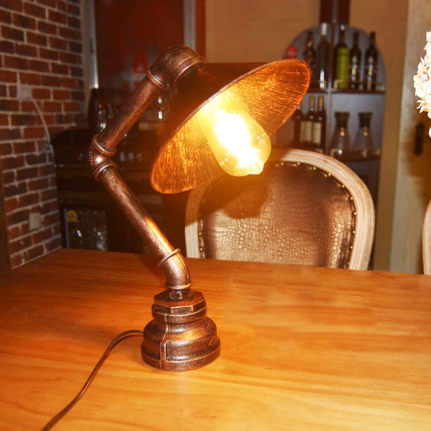 Vintage Industrial Style Steampunk Steel Water Pipe Desk Table Lamp Floor Lights