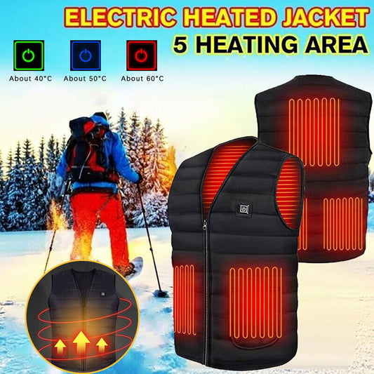 UK Electric Vest Heated Cloth Jacket USB Warm Up Heating Body Warmer Women Men