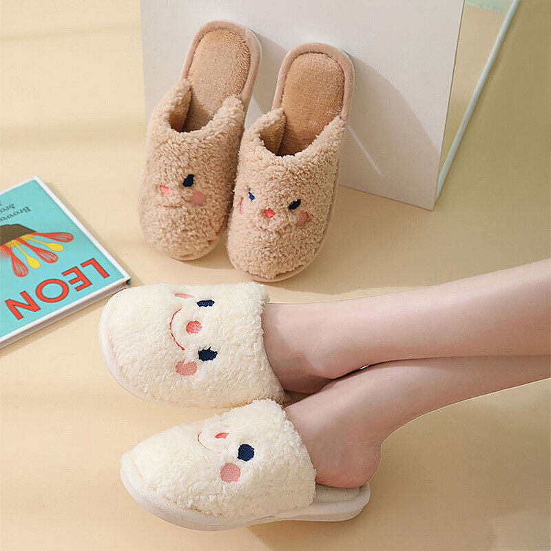 Women Men Cute Cow Slippers Fluffy Warm Cozy Shoes Anti-slip Home Indoor Shoes