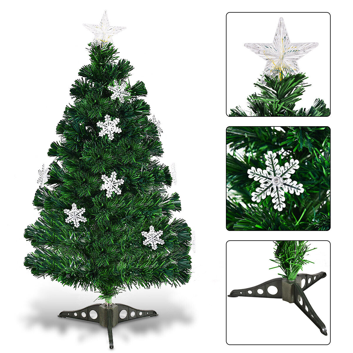 3FT Artificial Fibre Optic Christmas Tree Green Xmas Tree Decor Colour Changing