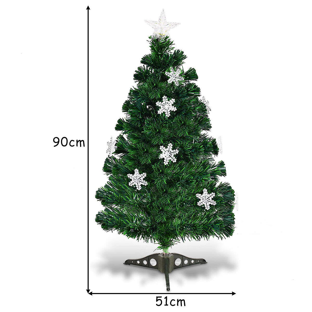 3FT Artificial Fibre Optic Christmas Tree Green Xmas Tree Decor Colour Changing