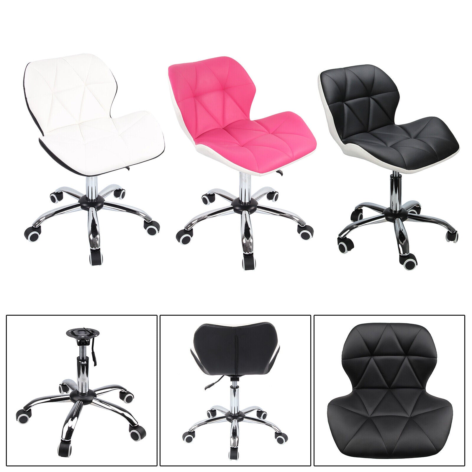 Cushioned Computer Desk Office Chair Chrome Legs Lift Swivel Adjustable Fashion