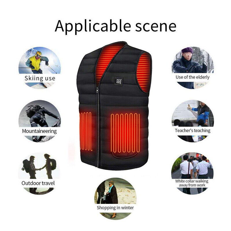 UK Electric Vest Heated Cloth Jacket USB Warm Up Heating Body Warmer Women Men