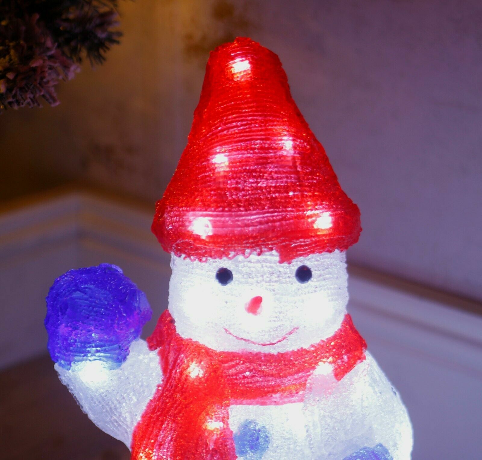 Christmas Snowman Acrylic LED Light Up Decoration Festive Indoor Outdoor Figurine Xmas