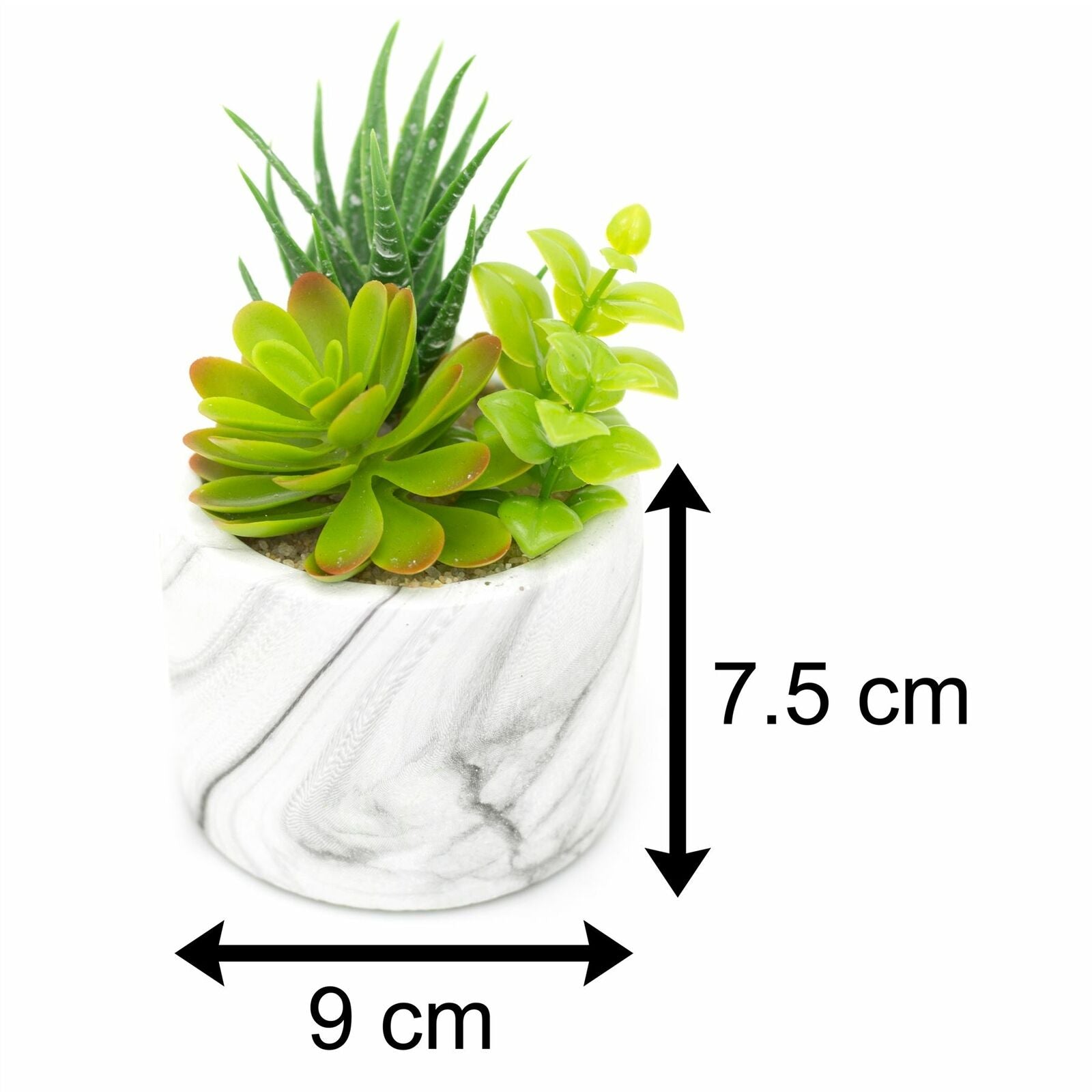 Marble Effect Artificial Succulent Potted Plants | Plant and Planter Home Decor