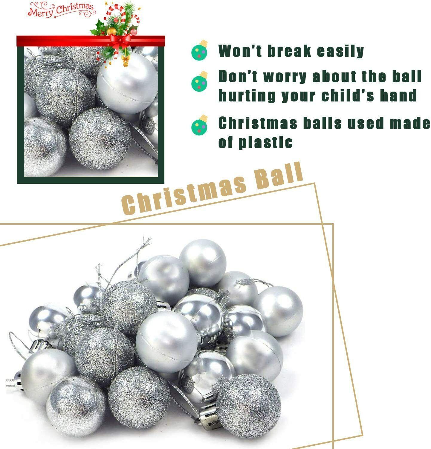 UK 24pcs 3cm Christmas Decor Baubles Tree Balls Xmas Party Wedding Ornament 2022