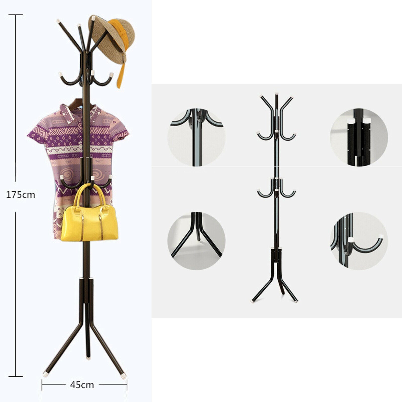 12 Hooks Coat Hat Umbrella Hanger Stand UK