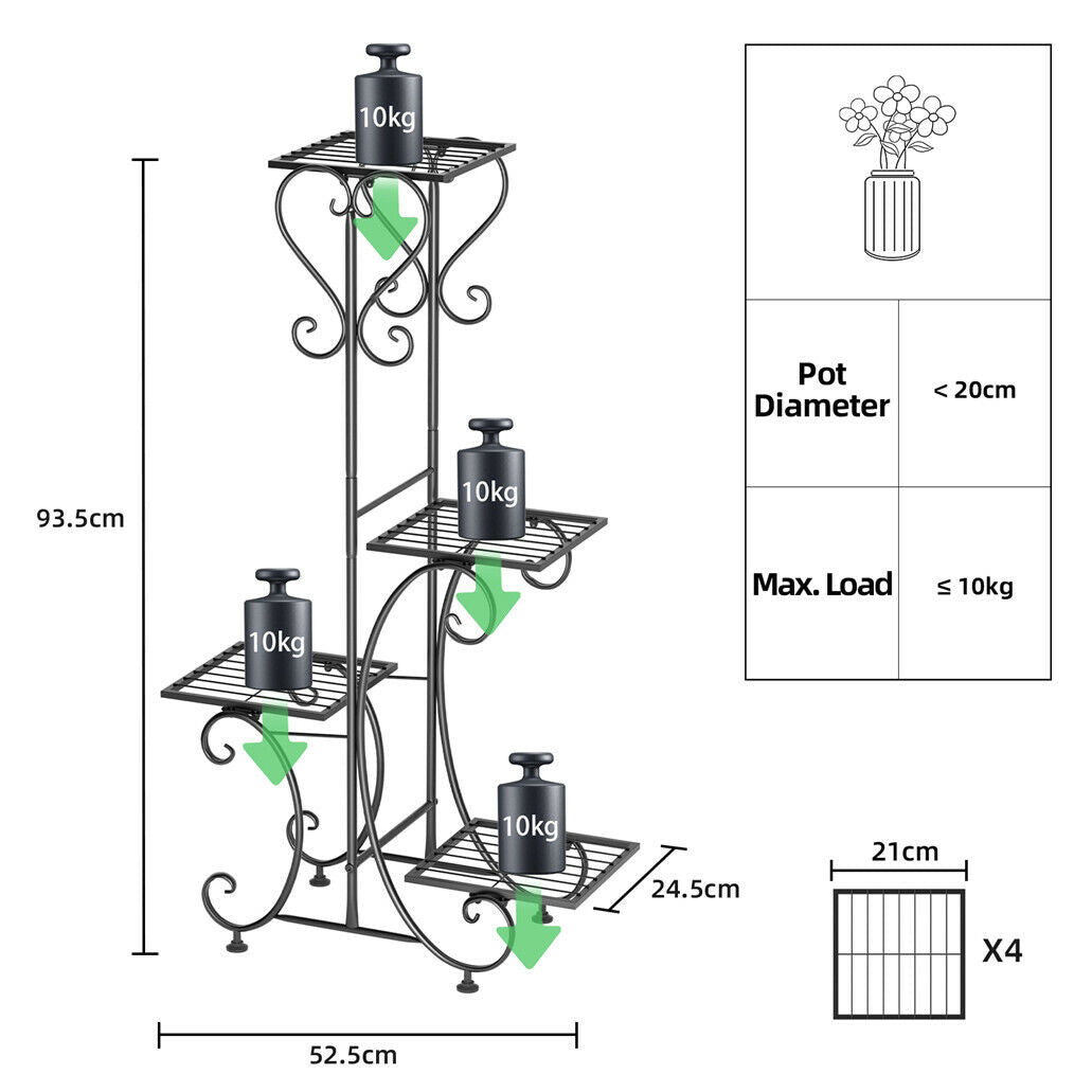 Tall Metal Plant Stand Flower Pot Bonsai Shelf Display