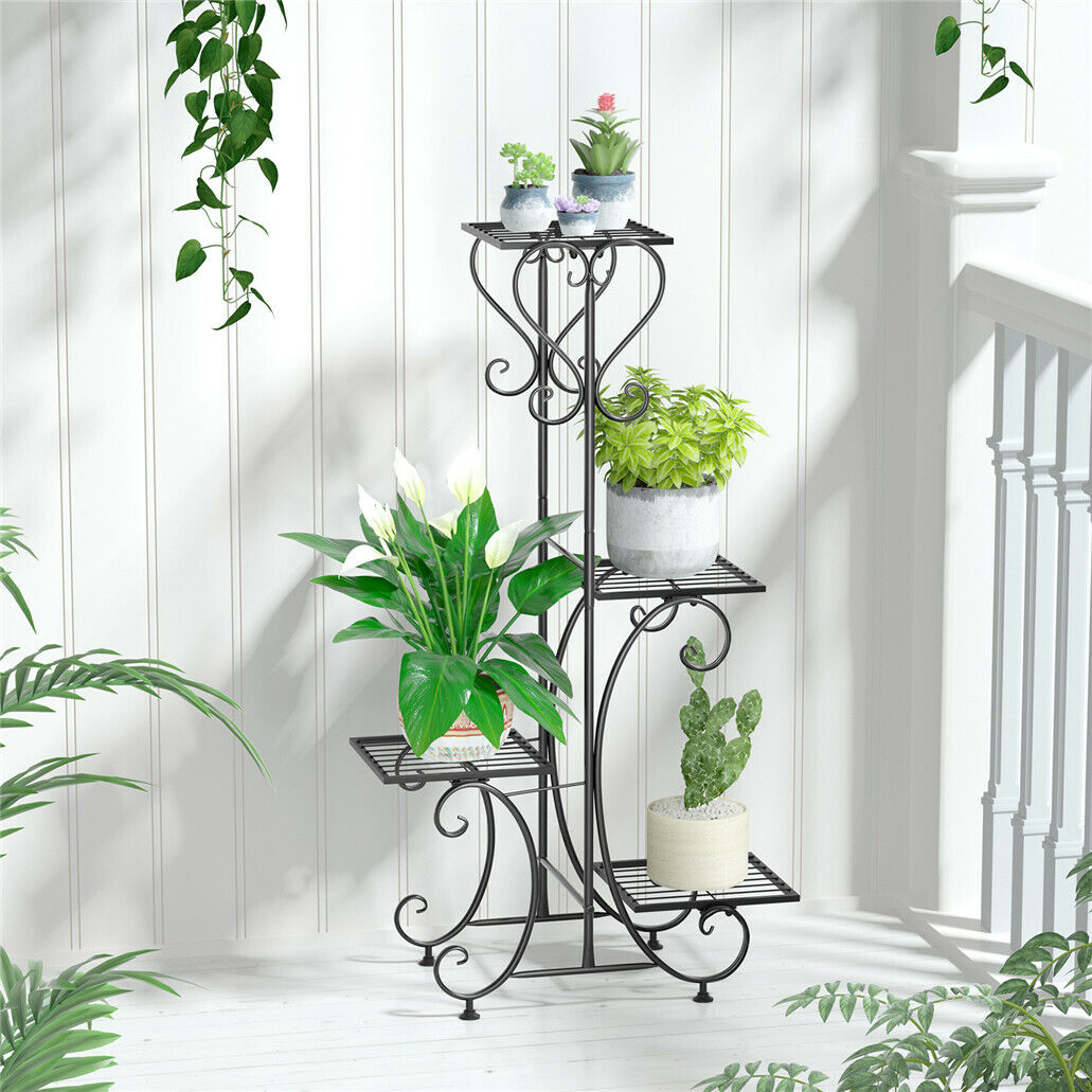 Tall Metal Plant Stand Flower Pot Bonsai Shelf Display