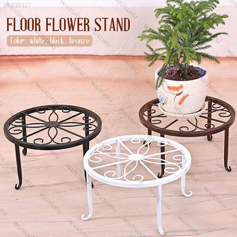 Metal Plant Pot Holder Stand Flower Display Shelf Garden Patio In/Outdoor Black