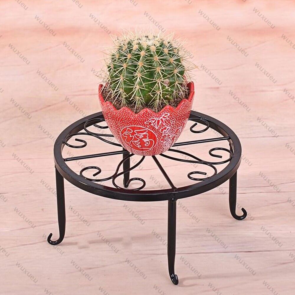 Metal Plant Pot Holder Stand Flower Display Shelf Garden Patio In/Outdoor Black