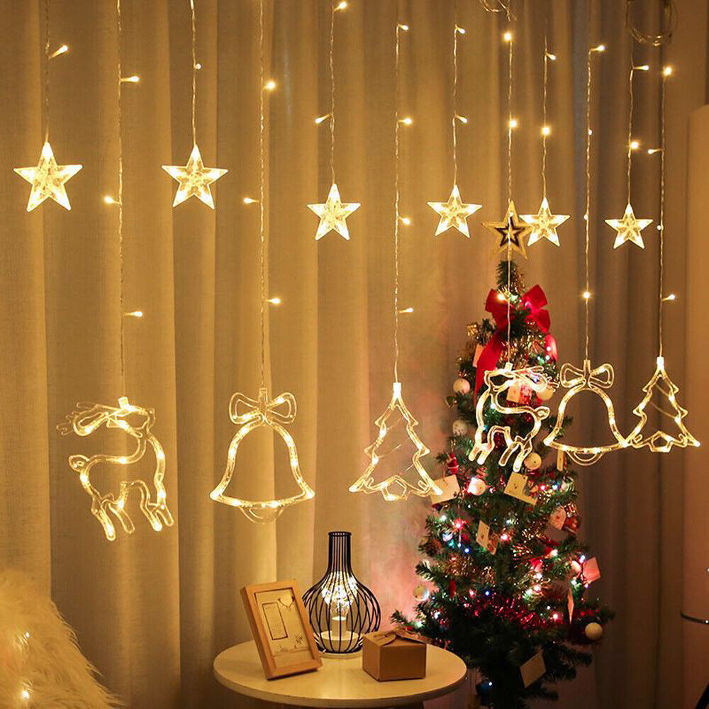 Christmas LED String Fairy Curtain Lights Twinkling Xmas Window Party Decor UK