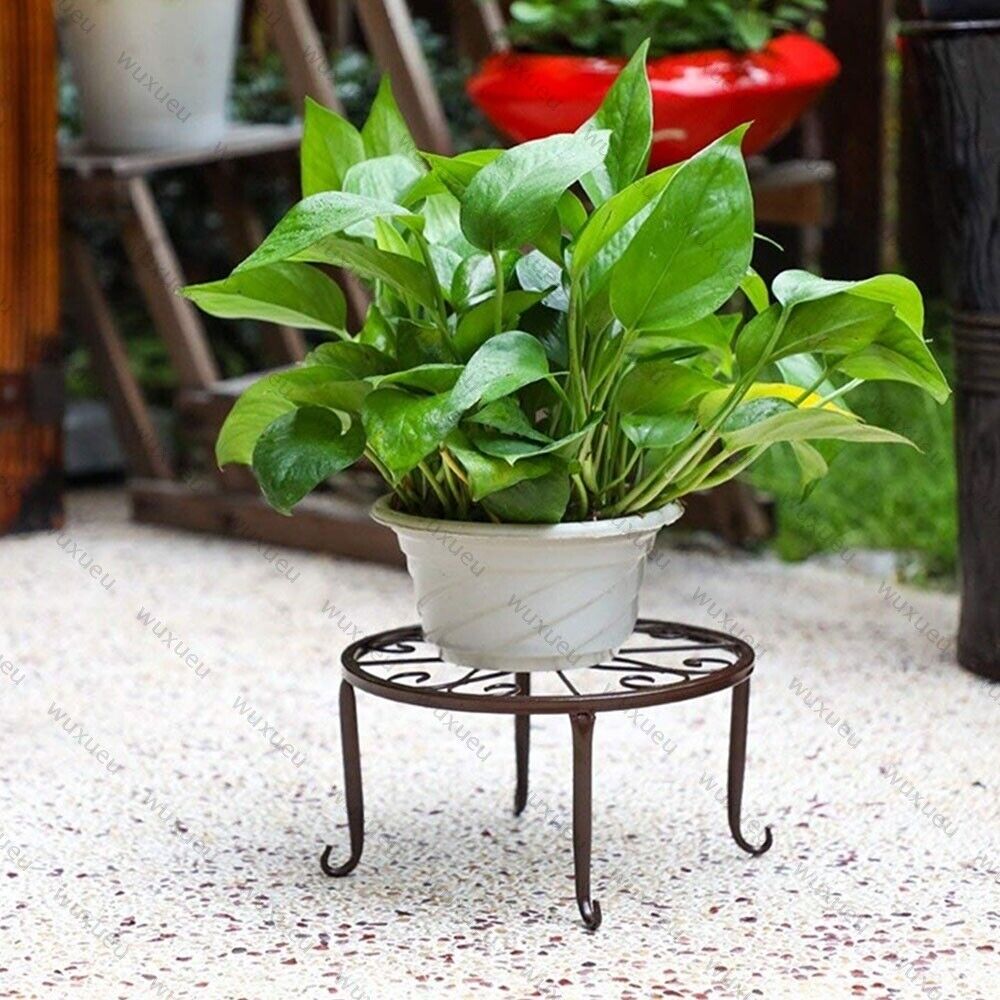 Metal Plant Pot Holder Stand Flower Display Shelf Garden Patio In/Outdoor Black