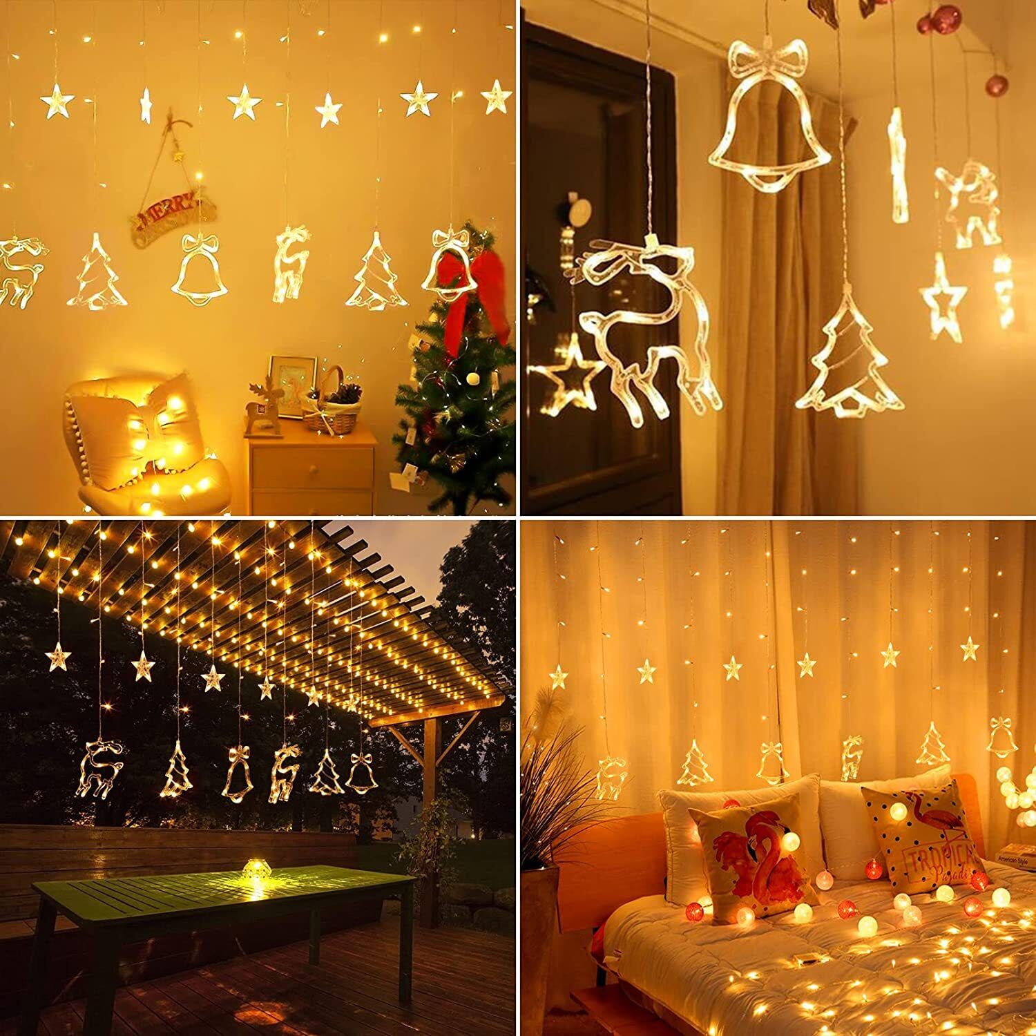 Christmas LED String Fairy Curtain Lights Twinkling Xmas Window Party Decor UK