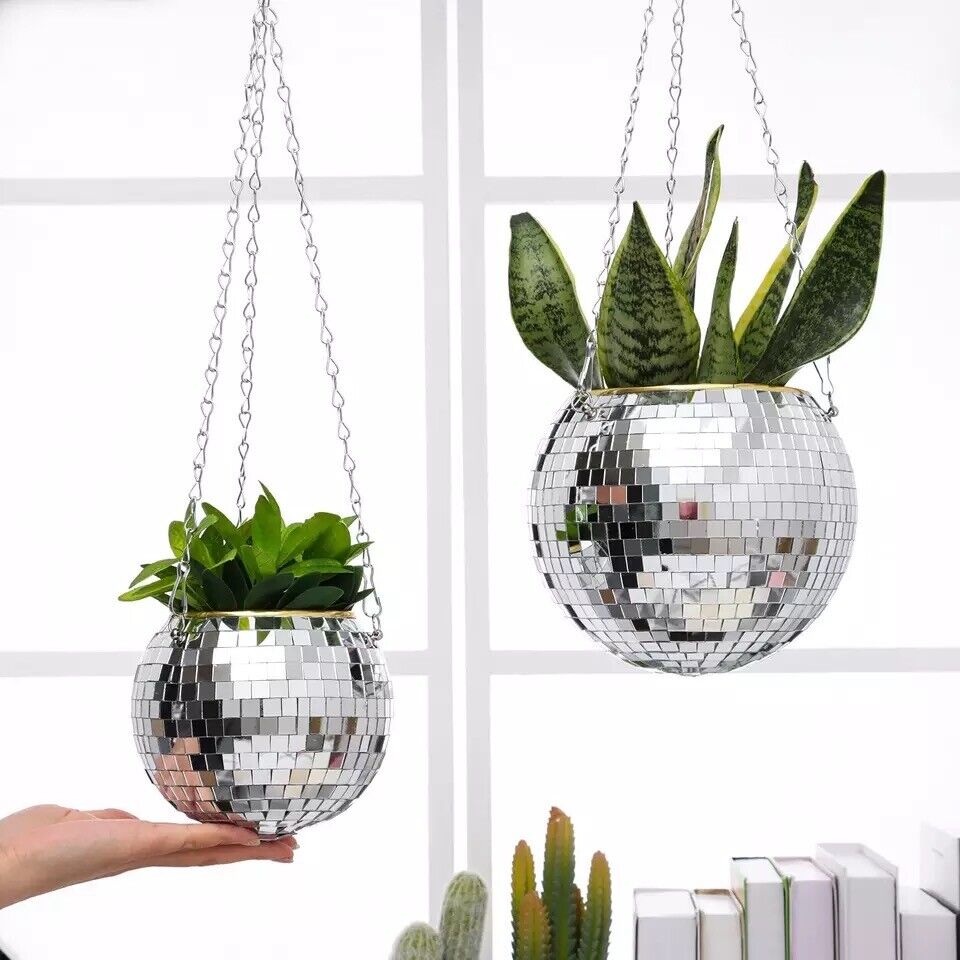 Disco Ball Planter Hanging Planter Light Catcher Sun Catcher Mirror Hanging Bask