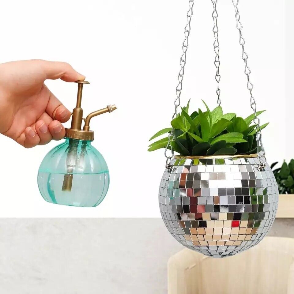 Disco Ball Planter Hanging Planter Light Catcher Sun Catcher Mirror Hanging Bask