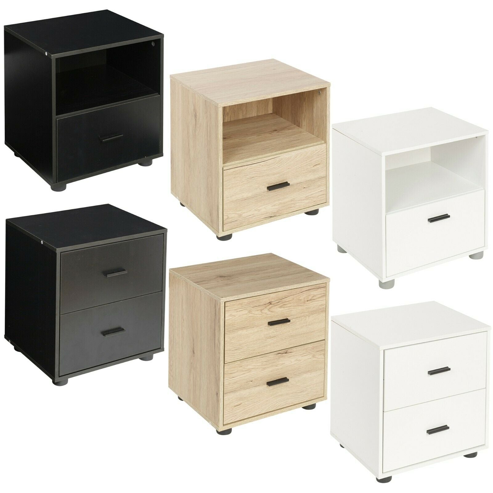 1 Or 2 Drawer Wooden Bedside Table Cabinet Bedroom Furniture Storage Nightstand