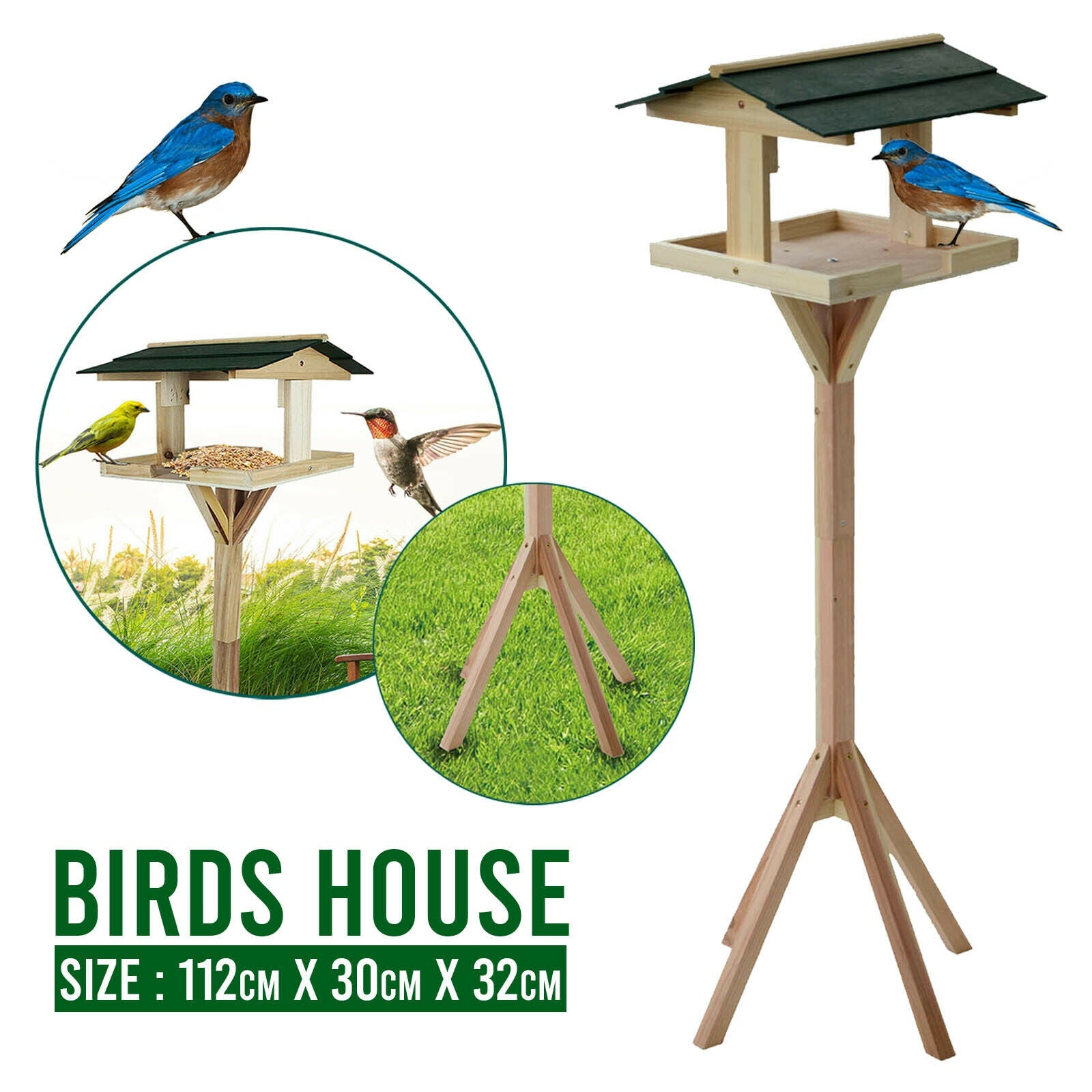 Traditional Wooden Bird Table Garden Birds Feeder Feeding Station Free Standing