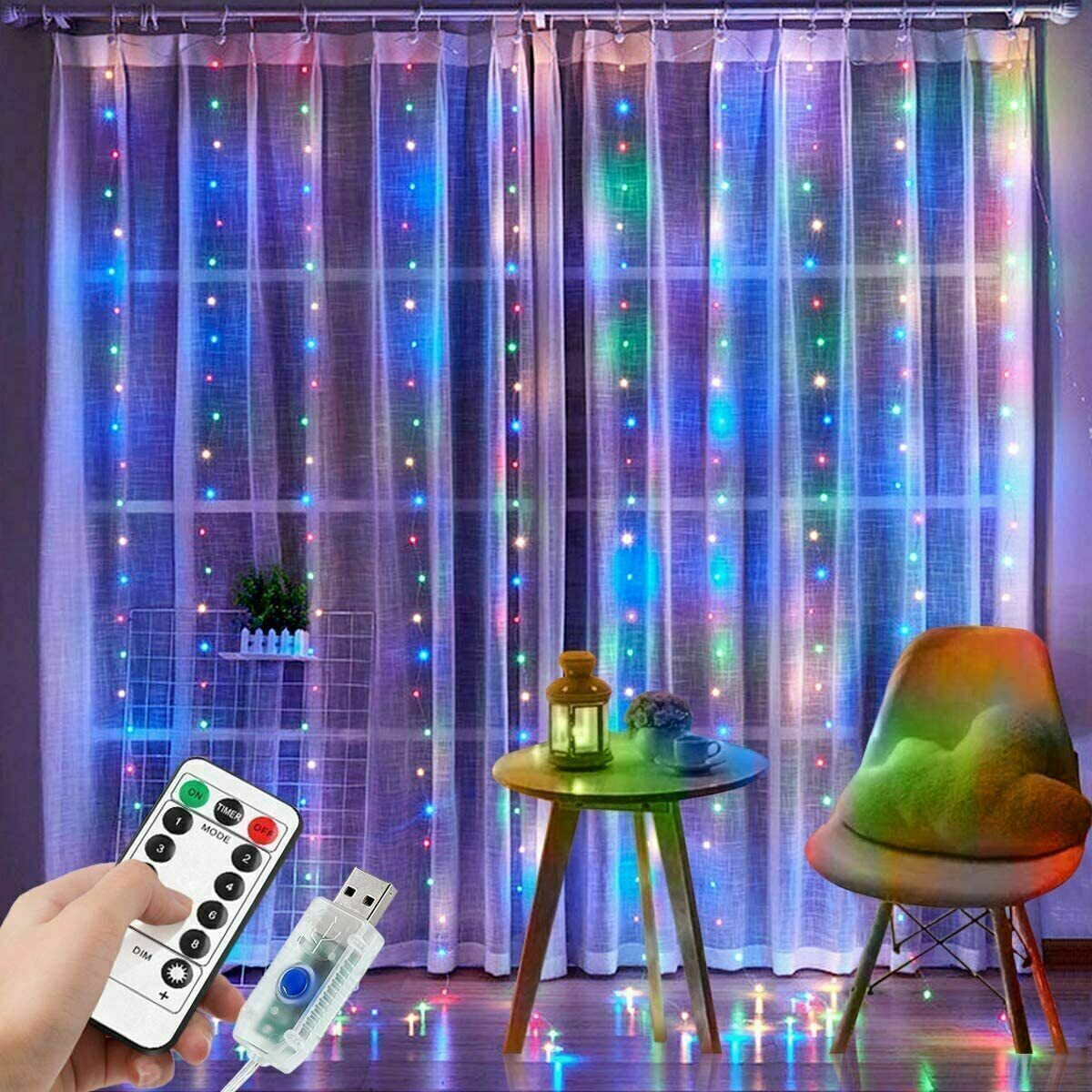 300 LED Curtain Fairy Lights String Outdoor Indoor Backdrop Wedding Party Xmas