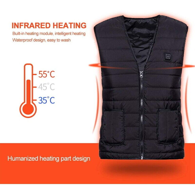 UK Electric Vest Heated Cloth Jacket USB Warm Up Heating Body Warmer Women Men