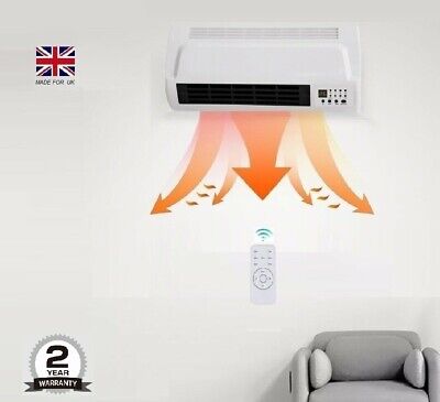 Wall fan Heater 7 DAY Timer PTC bathroom workshop electric wall mounted Remote