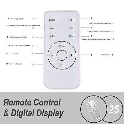 Wall fan Heater 7 DAY Timer PTC bathroom workshop electric wall mounted Remote