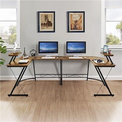 Corner L-Shaped Desk Home Office Computer Desk PC Study Desk for Gaming/Writing