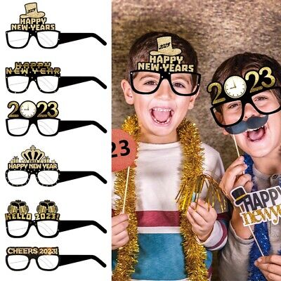 6pcs Happy New Year Paper Eyeglasses 2023 Photo Booth Props Party Decorations