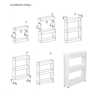 3 Tier Small Slim Slide Out Kitchen Trolley Rack Holder Storage Shelf Organiser