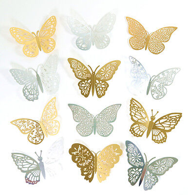 12Pcs Christmas Tree Xmas Butterfly Decorations Baubles Party Wedding Ornament