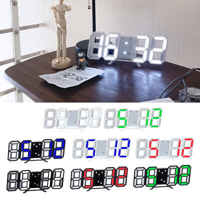 LED Digital Alarm 3D Night Wall Clock Decor Display Temperature Modern USB Home