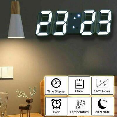 LED Digital Alarm 3D Night Wall Clock Decor Display Temperature Modern USB Home