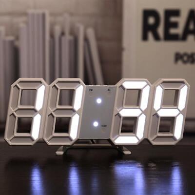 LED Digital Alarm 3D Night Wall Clock Decor Display Temperature Modern USB Home