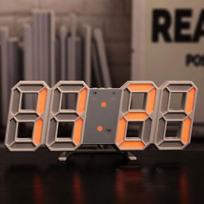 LED Digital Alarm 3D Night Wall Clock Decor Display Temperature Modern USB Home