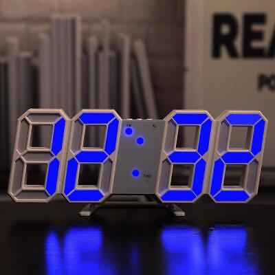 LED Digital Alarm 3D Night Wall Clock Decor Display Temperature Modern USB Home